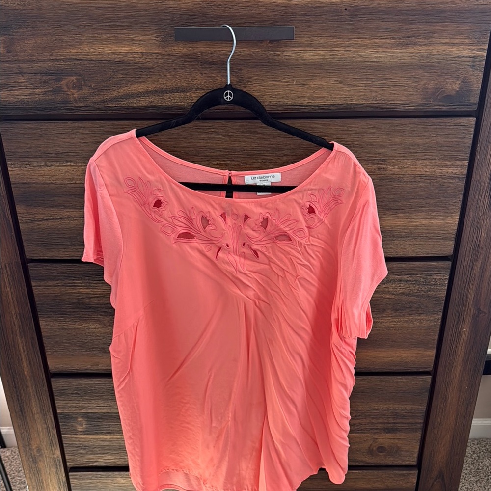 Coral Embroidered Women's Top
